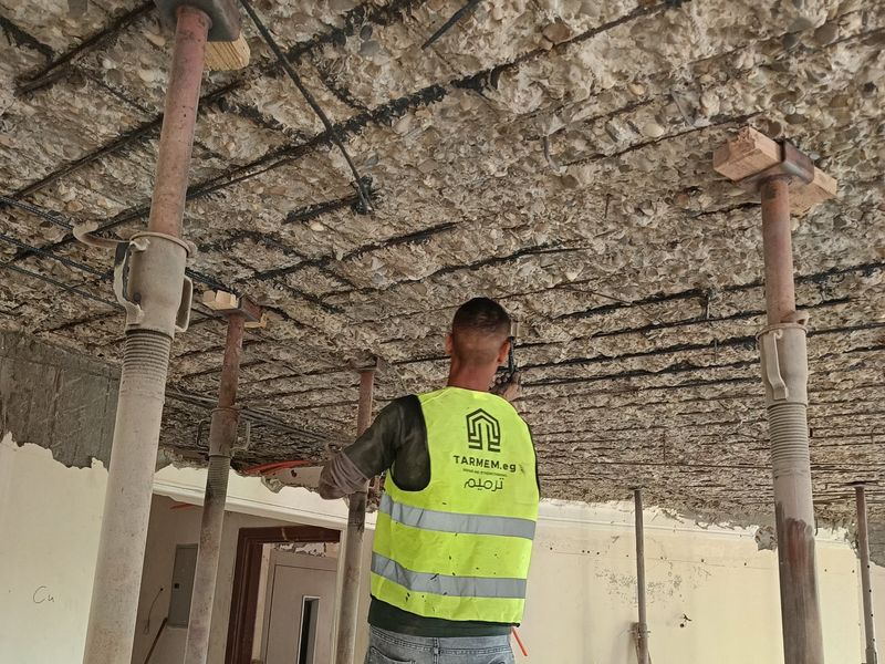 تدعيم بلاطة سقف مع تصلب كامل